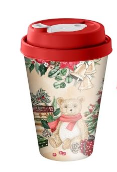 Стакан с крышкой 420мл с декором с клапаном 